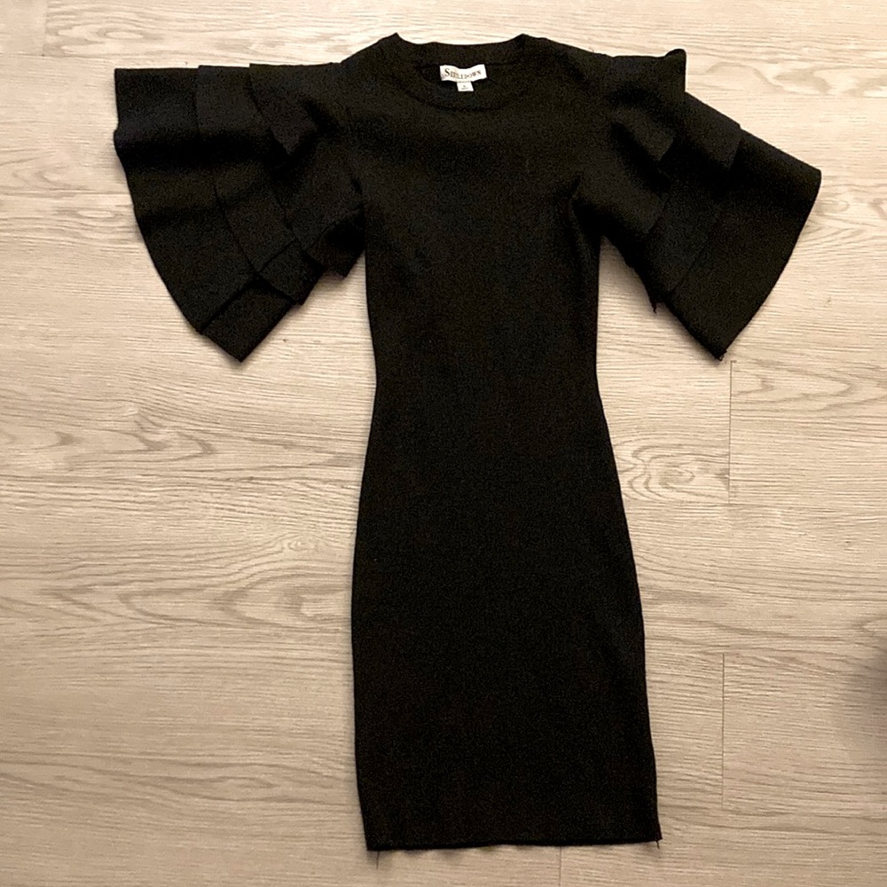 Mid length black dress